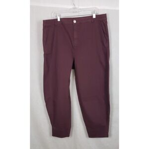 Eloquii Jeans Womens 18 Burgundy Barrel Wide‎ Denim Cotton Stretch Casual Fall